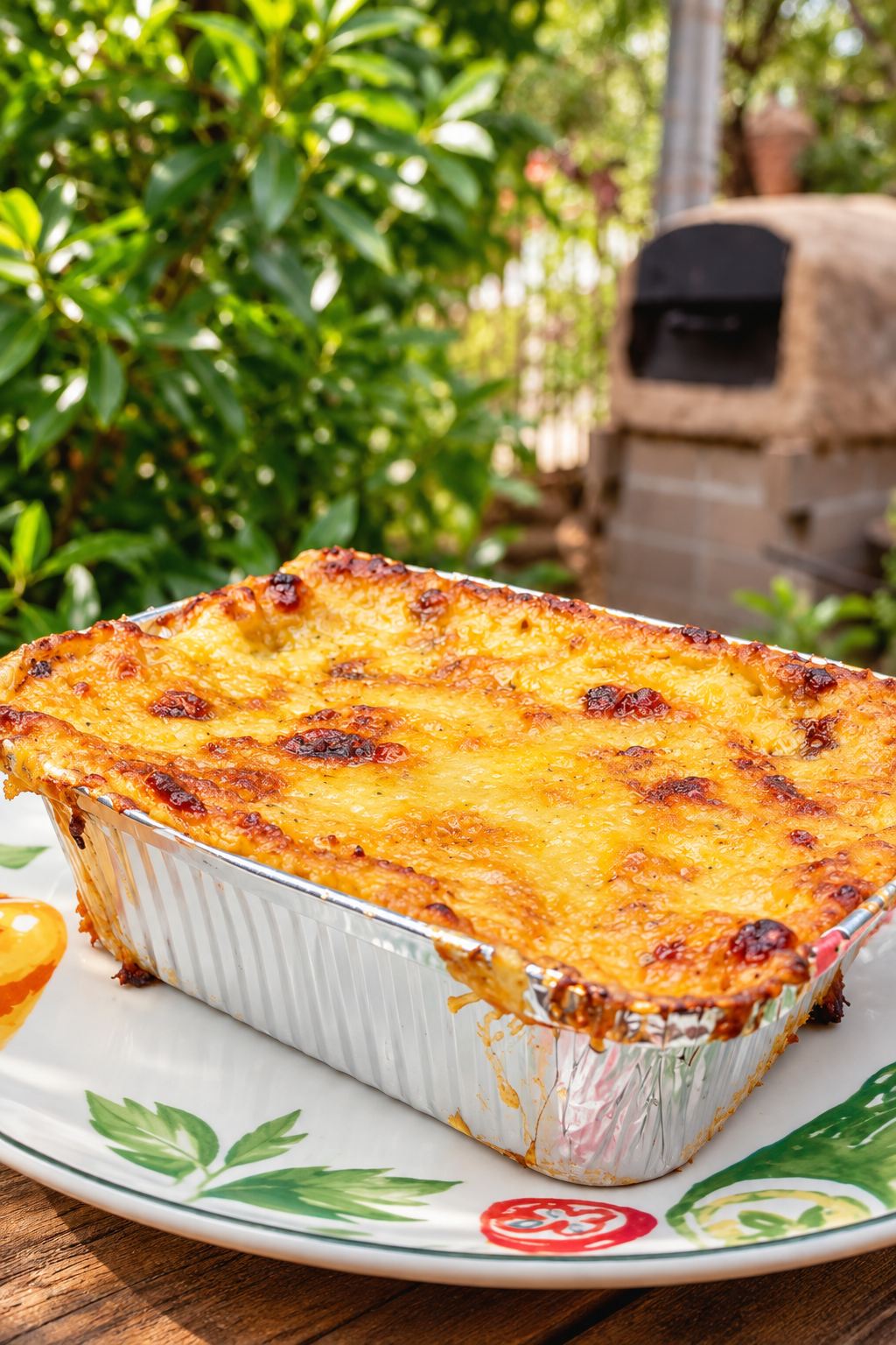 Pastel de choclo gratinado en bandeja